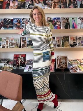 Zankov Striped Ribbed Maxi Sweater Dress